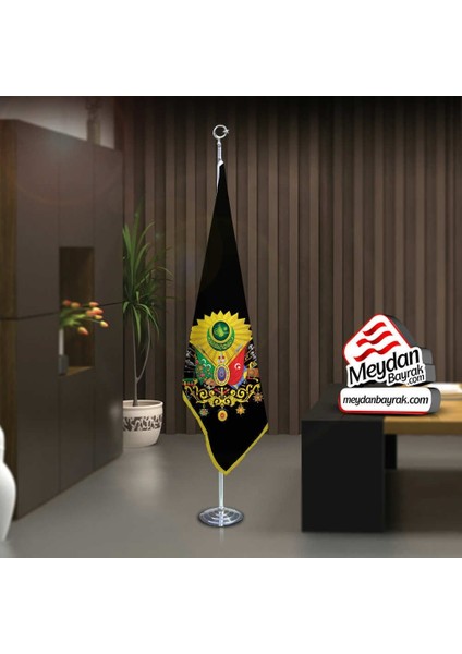 Osmanlı Imparatorluğu Arma Siyah Bayrak Ofis Makam -Toplantı Odaları -Direkli -Saçaklı Makam Bayrağı