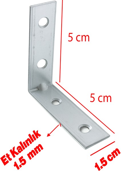 Metal Köşebent 50X50X15 mm Ince L Demiri Gönye Mobilya Duvar Sabitleme Bağlantı Aparatı (25 Adet) fiyatları