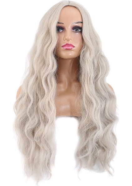 Uzun Su Dalgası Fiber Sentetik Peruk / Küllü Beyaz fiyatları