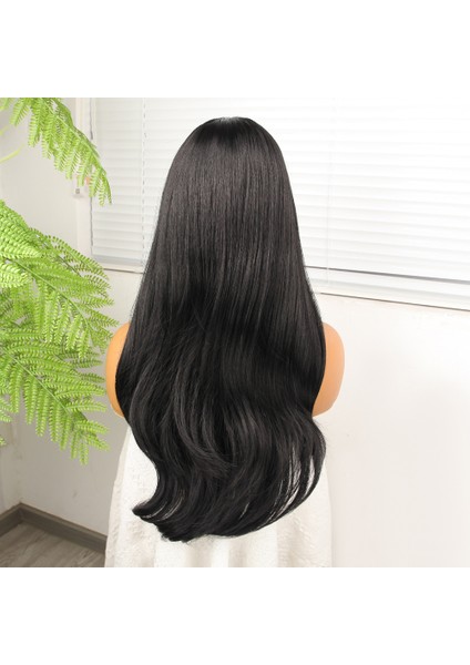 Siyah Fiber Sentetik Hafif Dalgalı Tül Peruk fırsatları