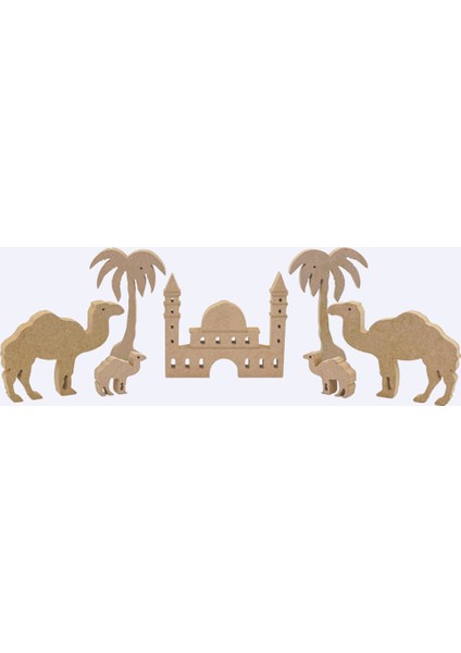 RMZN14-AYASAFYA Camii 15 Cm, Palmiye ve Deve. Ramazan Ayına Özel Ahşap Boyama Etkinliği, Boyama Seti