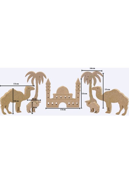 RMZN14-AYASAFYA Camii 15 Cm, Palmiye ve Deve. Ramazan Ayına Özel Ahşap Boyama Etkinliği, Boyama Seti fiyatları