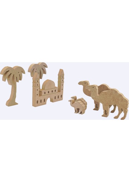 RMZN14-AYASAFYA Camii 15 Cm, Palmiye ve Deve. Ramazan Ayına Özel Ahşap Boyama Etkinliği, Boyama Seti modelleri