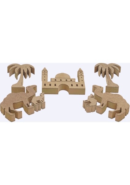 RMZN14-AYASAFYA Camii 15 Cm, Palmiye ve Deve. Ramazan Ayına Özel Ahşap Boyama Etkinliği, Boyama Seti fırsatları