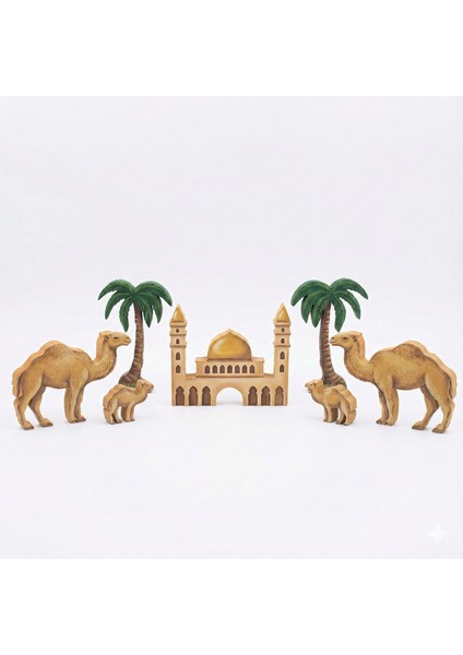 RMZN14-AYASAFYA Camii 15 Cm, Palmiye ve Deve. Ramazan Ayına Özel Ahşap Boyama Etkinliği, Boyama Seti indirimleri