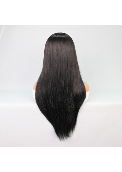 Fiber Sentetik Siyah Düz Tül Peruk indirimleri