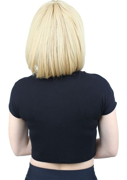 Kısa Küt Perçemli Fiber Sentetik Peruk / Sarı fırsatları