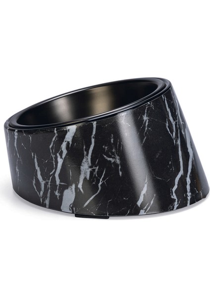 Yzlal Beeztees Dbl Kedi Mama Su Kabı, Paslanmaz Çelik, Siyah Mermer Görünümlü, 14,5x3,3x7,6cm, 160ML