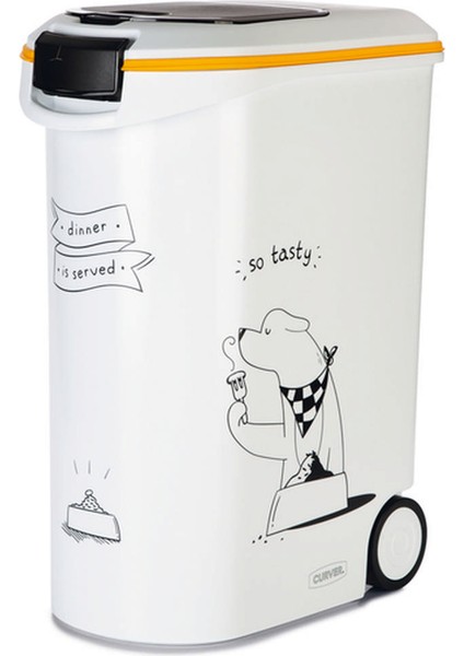 Yzlal Beeztees Mama Saklama Kabı, Plastik, Tekerlekli, Özel Kapaklı, Beyaz, 54L