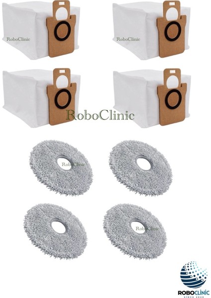 Dreame L10S Ultra Robot Süpürge Uyumlu Yedek Toz Torbası, Mop Paspas -8 Parça