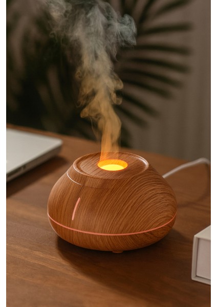 Dekoratif Ahşap Görünümlü Hava Nemlendirici Rgb Işıklı Sessiz Ultrasonik Aromaterapi 200 ml fiyatları