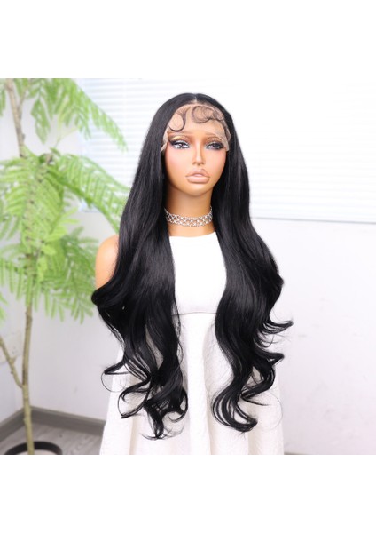 Siyah Renk Bebek Saçlı Fiber Sentetik Tül Peruk modelleri