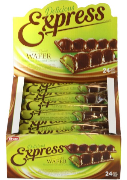 Express Antep Fıstık Aromalı Dolgulu Gofret 30 Gr. 24 Adet (1 Kutu)