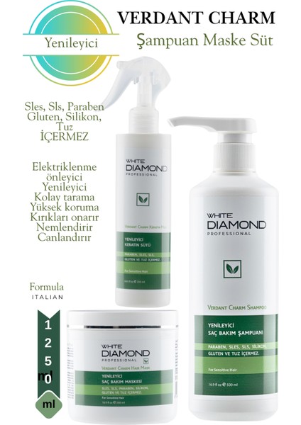 Yenileyici Tuzsuz Saç Bakım Seti Keratin Sütü, Şampuan, Saç Maskesi