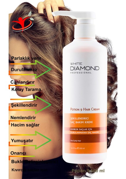 Durulanmayan Kıvırcık Saçlar Için Şekillendirici Bukle Belirginleştirici Saç Bakım Kremi 500 ml