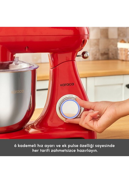 Powercast Chef Döküm Stand Mikser Rudolph Red Mutfak Şefi 1800W 6,2 Lt indirimleri