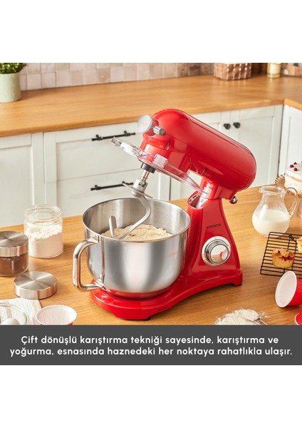 Powercast Chef Döküm Stand Mikser Rudolph Red Mutfak Şefi 1800W 6,2 Lt