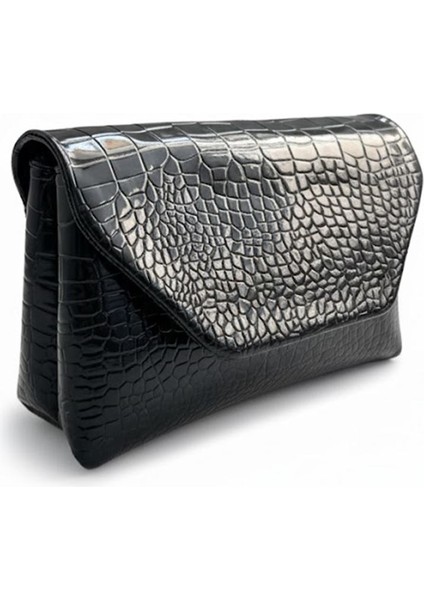 Kadın Siyah Timsah Desenli Abiye Çanta – Deri Görünümlü fiyatları