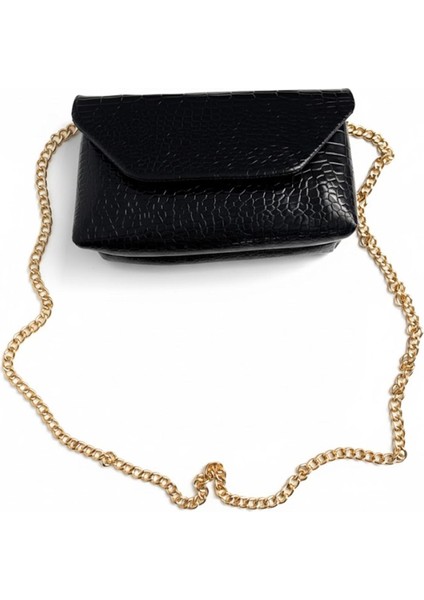 Kadın Siyah Timsah Desenli Abiye Çanta – Deri Görünümlü modelleri