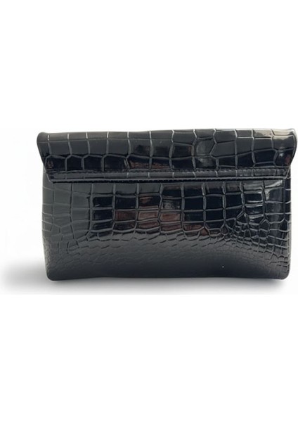 Kadın Siyah Timsah Desenli Abiye Çanta – Deri Görünümlü fırsatları