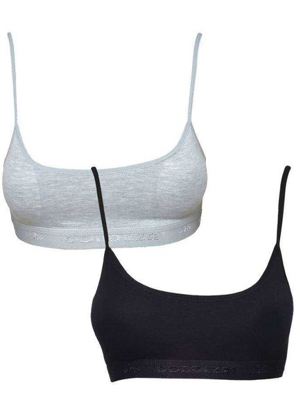 Pedli Ip Askılı Gri ve Siyah Büstiyer 2 Adet