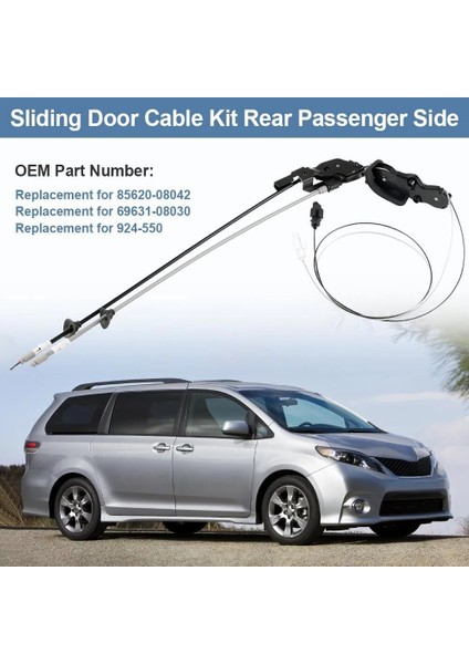 85620-08042 6963108030 924-550 Güç Sürgülü Kapı Kablosu Kiti Arka Sağ Toyota Sienna Için Motor 2004-2010 (Yurt Dışından) fiyatları