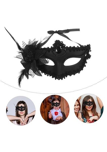 Güllü Yandan Tüylü Venedil Maske Rengi Siyah Mat fırsatları