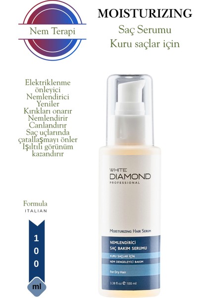 Kuru ve Yıpranmış Saçlar Için Nemlendirici Canlandırıcı Parlaklık Veren Saç Bakım Serumu 100 ml