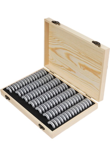 Ahşap Paralar Depolama Kutusu KASASI+100 Izgara Yuvarlak Levha Premium Çam Ahşapla El Işi Olan Sertifikalı Madeni Para Için Dayanıklı ve Uzun Ömür Nem Korumalı (Yurt Dışından)