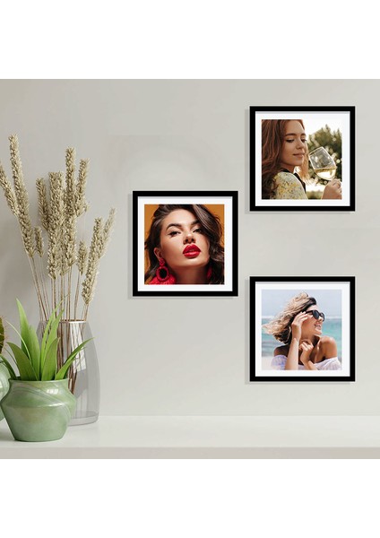 Yapışan SökTak Siyah Kare Fotoğraf Çerçevesi 3'lü Paket