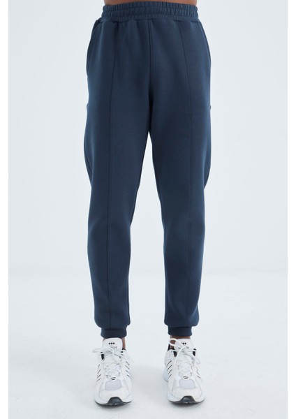 İndigo Bağcıklı Ön Dikiş Detaylı Standart Kalıp Erkek Eşofman Alt - 84994