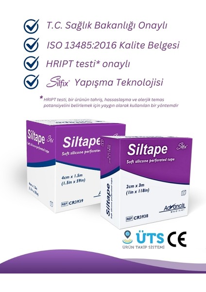 UK Siltape Soft Silikon Bant -dikiş izi-sezaryen-yanık-estetik 2cm x 3mt