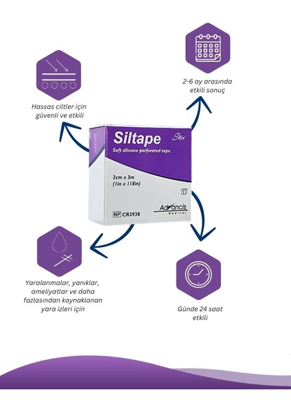 UK Siltape Soft Silikon Bant -dikiş izi-sezaryen-yanık-estetik 2cm x 3mt