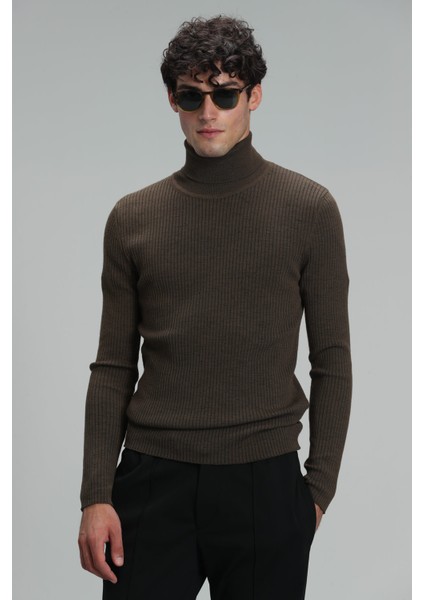 Grant Tam Balıkçı Erkek Kazak Siyah