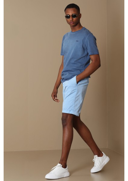 Zegler Spor Erkek Chino Şort Slim Fit Mavi modelleri