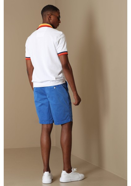 Zegler Spor Erkek Chino Şort Slim Fit Mavi