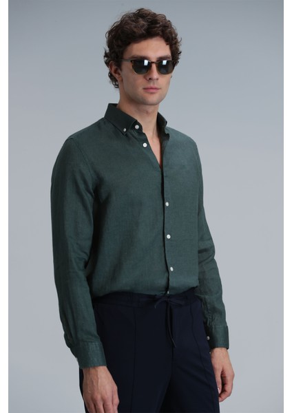 Pitaya Erkek Keten Gömlek Comfort Fit Siyah modelleri
