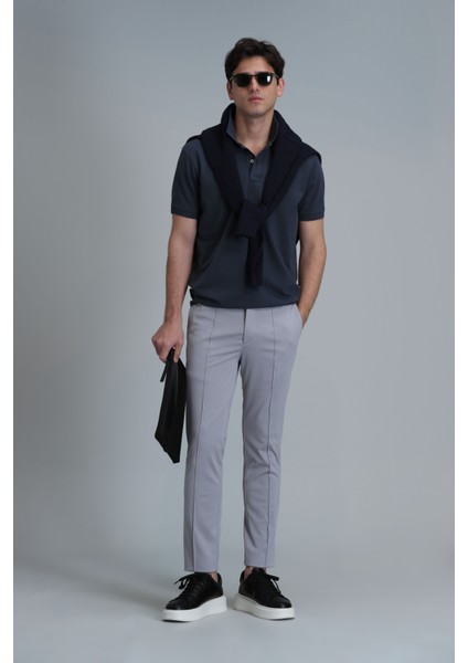 Simon Smart Erkek Chino Pantolon Slim Fit Gri