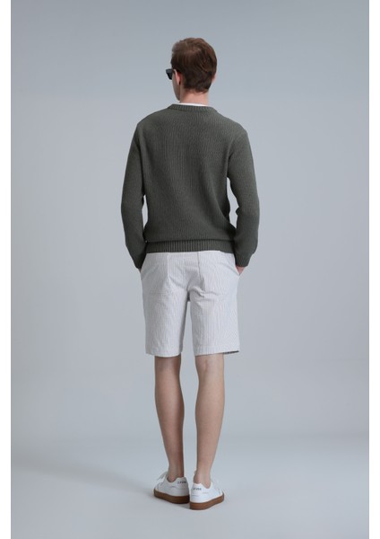 Fral Spor Erkek Chino Şort Slim Fit Saks