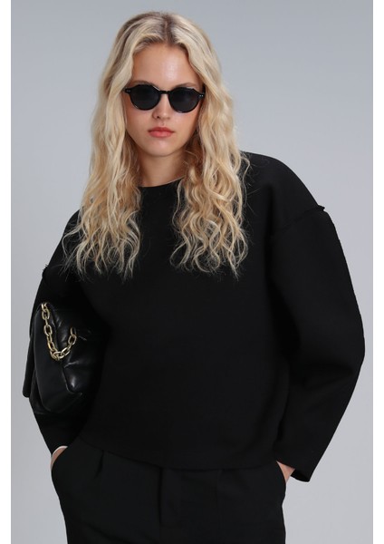 Selın Kadın Örme Sweatshırt Siyah modelleri