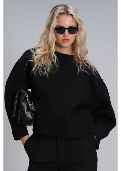 Selın Kadın Örme Sweatshırt Siyah indirimleri