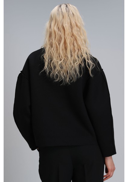 Selın Kadın Örme Sweatshırt Siyah