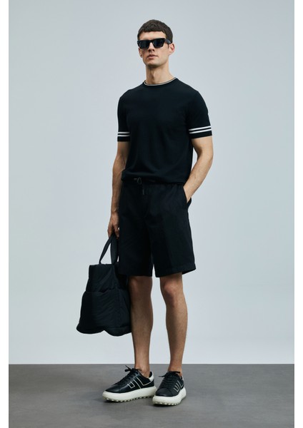 Ross Spor Erkek Chino Şort Slim Fit Siyah