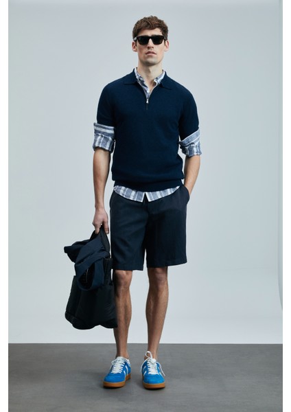 Ross Spor Erkek Chino Şort Slim Fit Siyah