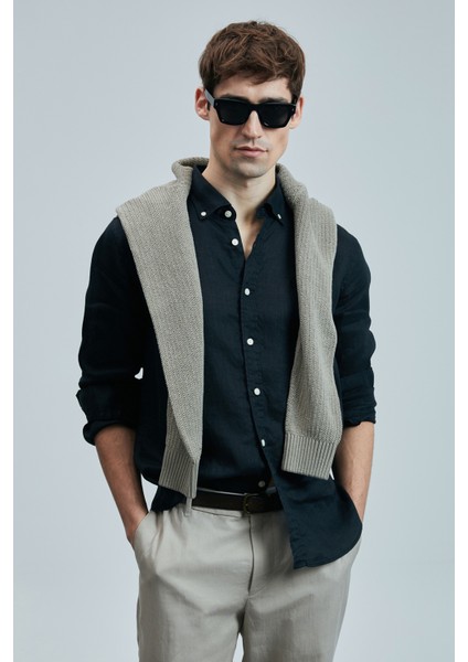 Pitaya Erkek Keten Gömlek Comfort Fit Siyah fiyatları