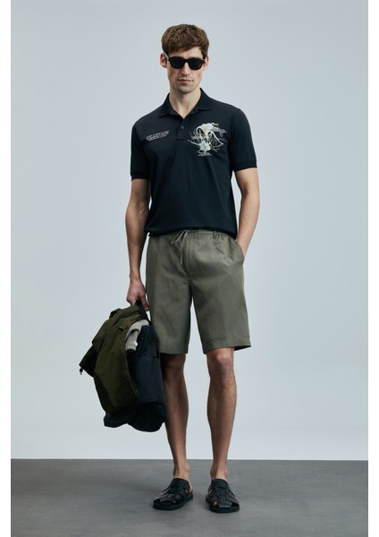 Ross Spor Erkek Chino Şort Slim Fit Siyah
