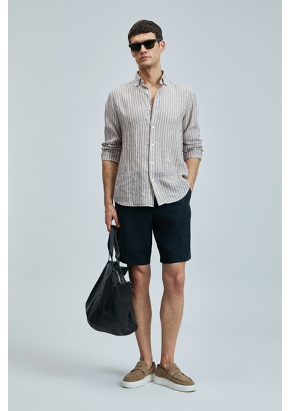 Peler Spor Erkek Chino Şort Slim Fit Siyah