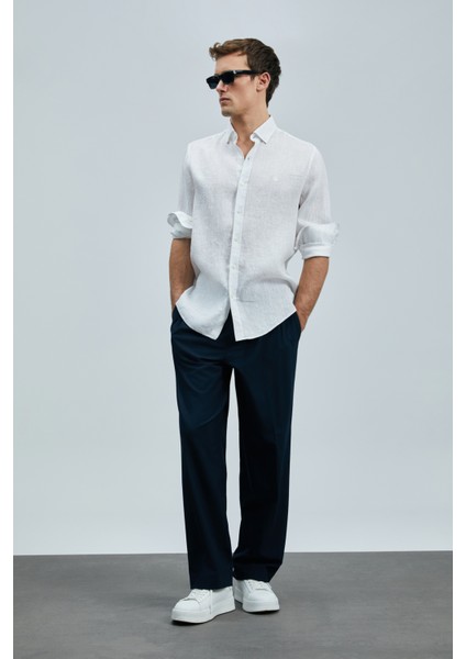 Pitaya Erkek Keten Gömlek Comfort Fit Siyah