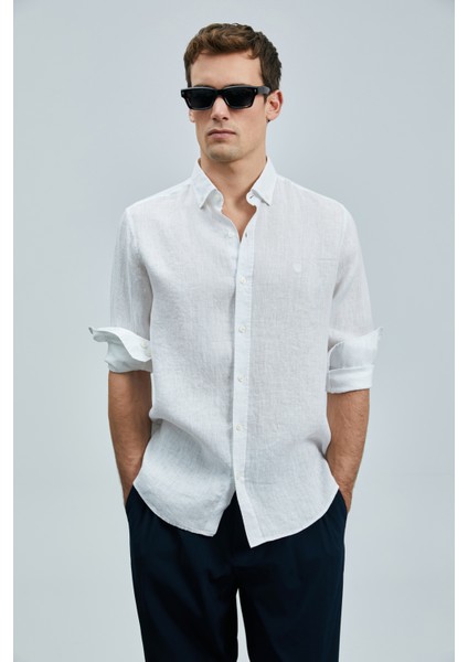 Pitaya Erkek Keten Gömlek Comfort Fit Siyah modelleri