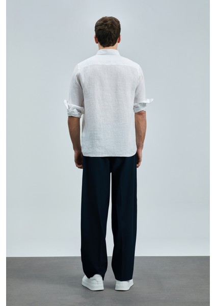 Pitaya Erkek Keten Gömlek Comfort Fit Siyah